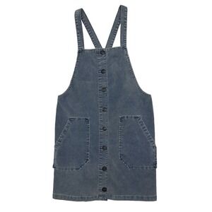 American Eagle Blue Corduroy Overall Dress Button Up Size Medium Boho